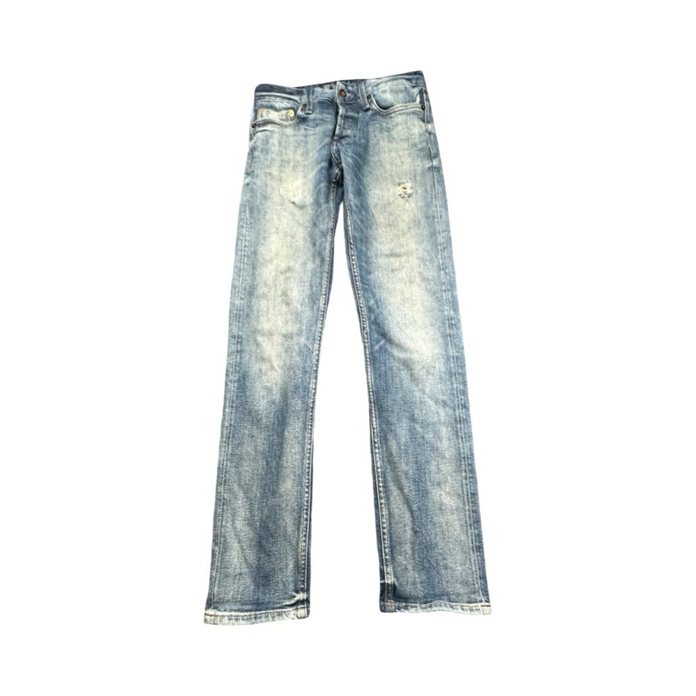 Denham Jeans Mens 28 Blue Razor Slim Fit Candiani Denim Distressed Button Fly